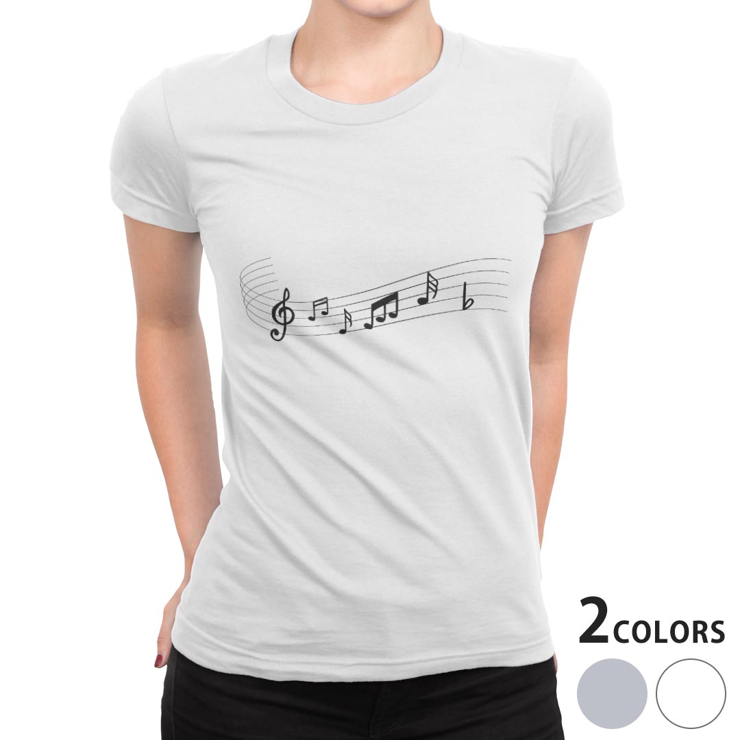 tシャツ レディース 半袖 白地 デザイン S M L XL Tシャツ ティーシャツ T shirt 031895 音符 いろいろ 楽譜