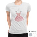 tシャツ レディース 半袖 白地 デザイン M L 白 ホワイト グレー Tシャツ ティーシャツ T shirt 032105 ドレス 綺麗 イラスト