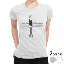 tシャツ レディース 半袖 白地 デザイン M L 白 ホワイト グレー Tシャツ ティーシャツ T shirt 032107 ダンサー 綺麗 イラスト