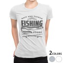 tシャツ レディース 半袖 白地 デザイン M L 白 ホワイト グレー Tシャツ ティーシャツ T shirt 032162 fishing