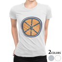 tシャツ レディース 半袖 白地 デザイン M L 白 ホワイト グレー Tシャツ ティーシャツ T shirt 032208 オレンジ