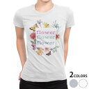 tシャツ レディース 半袖 白地 デザイン M L 白 ホワイト グレー Tシャツ ティーシャツ T shirt 032218 フラワー