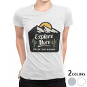 tシャツ レディース 半袖 白地 デザイン M L 白 ホワイト グレー Tシャツ ティーシャツ T shirt 032286 ワッペン アウトドアステッカー