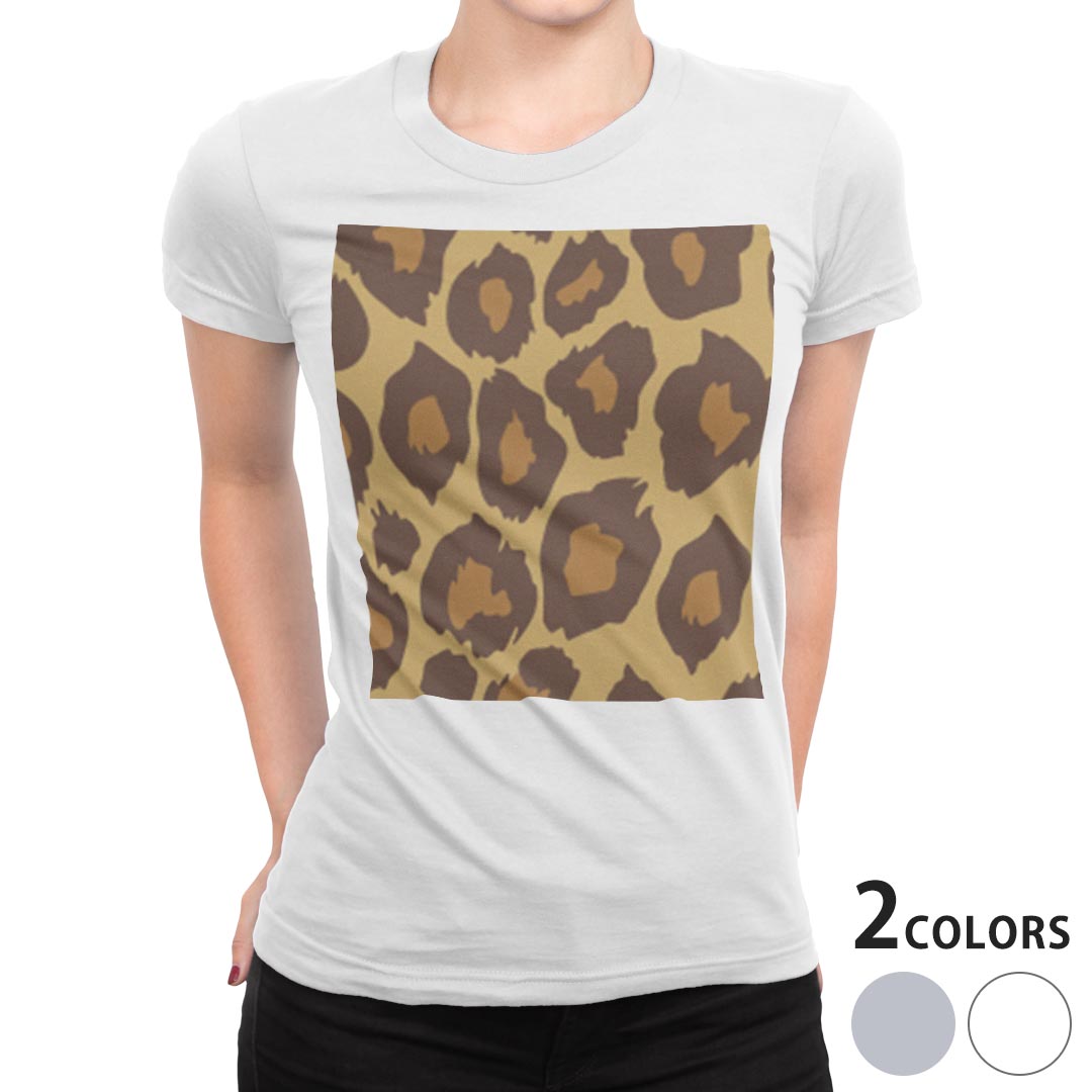 tシャツ レディース 半袖 白地 デザイン M L 白 ホワイト グレー Tシャツ ティーシャツ T shirt 004059 チェック・ボーダー 豹柄　模様 kabekore-10509106 kabeコレ パッケージ画像