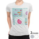 tシャツ レディース 半袖 白地 デザイン M L 白 ホワイト グレー Tシャツ ティーシャツ T shirt 004159 アニマル 海 キャラクター イラスト