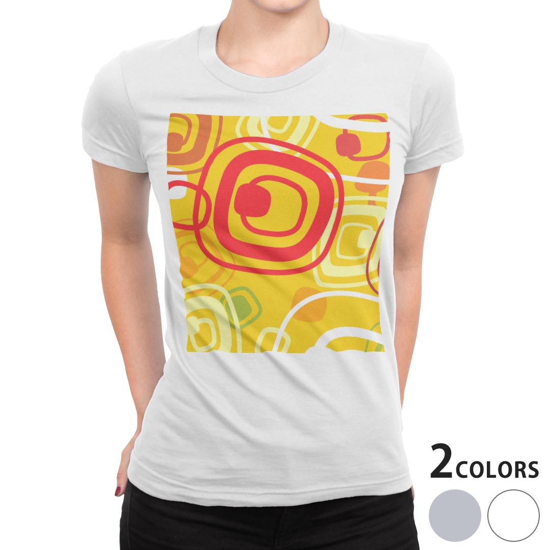 tシャツ レディース 半袖 白地 デザイン M L 白 ホワイト グレー Tシャツ ティーシャツ T shirt 004365 その他 模様　黄色 kabekore-10510464 kabeコレ パッケージ画像
