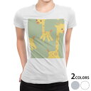 tシャツ レディース 半袖 白地 デザイン M L 白 ホワイト グレー Tシャツ ティーシャツ T shirt 004422 アニマル きりん 動物 キャラクター