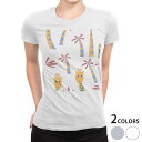tシャツ レディース 半袖 白地 デザイン M L 白 ホワイト グレー Tシャツ ティーシャツ T shirt 004460 フラワー 動物 キャラクター