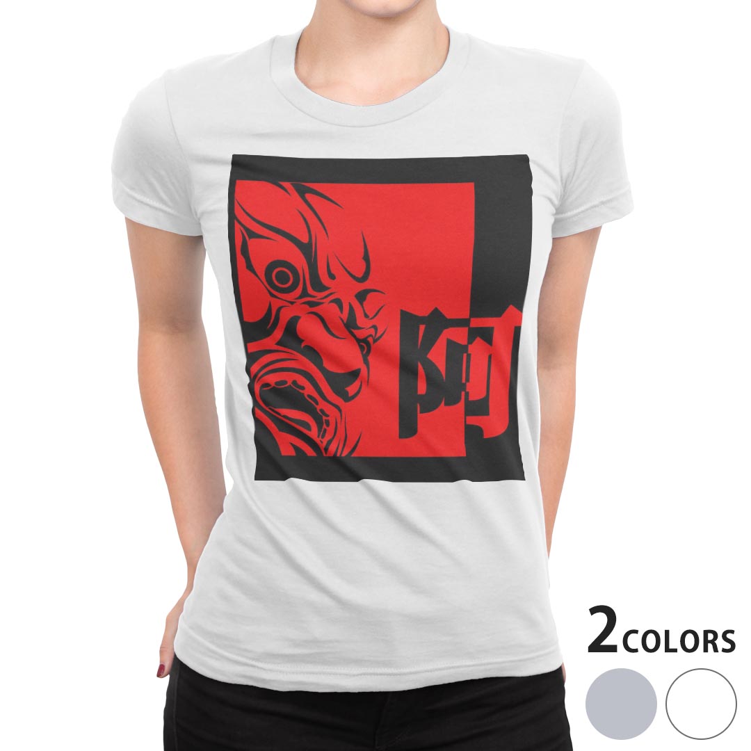 tシャツ レディース 半袖 白地 デザイン M L 白 ホワイト グレー Tシャツ ティーシャツ T shirt 004680 クール 和風 和柄 赤 黒
