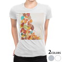 tシャツ レディース 半袖 白地 デザイン M L 白 ホワイト グレー Tシャツ ティーシャツ T shirt 004755 フラワー 秋 紅葉 イラスト