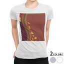 tシャツ レディース 半袖 白地 デザイン M L 白 ホワイト グレー Tシャツ ティーシャツ T shirt 004967 フラワー 秋 紅葉 ブラウン