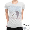tシャツ レディース 半袖 白地 デザイン S M L XL Tシャツ ティーシャツ T shirt 005005 アニマル 猫 鳥 ピンク 水色