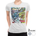 tシャツ レディース 半袖 白地 デザイン M L 白 ホワイト グレー Tシャツ ティーシャツ T shirt 005009 ユニーク イラスト キャラクター モンスター
