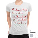 tシャツ レディース 半袖 白地 デザイン M L 白 ホワイト グレー Tシャツ ティーシャツ T shirt 005016 ユニーク 冬 クリスマス ツリー