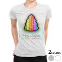 tシャツ レディース 半袖 白地 デザイン M L 白 ホワイト グレー Tシャツ ティーシャツ T shirt 005108 ラグジュアリー ツリー クリスマス カラフル