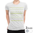 tシャツ レディース 半袖 白地 デザイン M L 白 ホワイト グレー Tシャツ ティーシャツ T shirt 005410 チェック・ボーダー ライン グリーン(4)