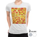 tシャツ レディース 半袖 白地 デザイン M L 白 ホワイト グレー Tシャツ ティーシャツ T shirt 005455 写真・風景 和風 和柄 紅葉