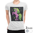 tシャツ レディース 半袖 白地 デザイン M L 白 ホワイト グレー Tシャツ ティーシャツ T shirt 005518 その他 イラスト 馬 キャラクター