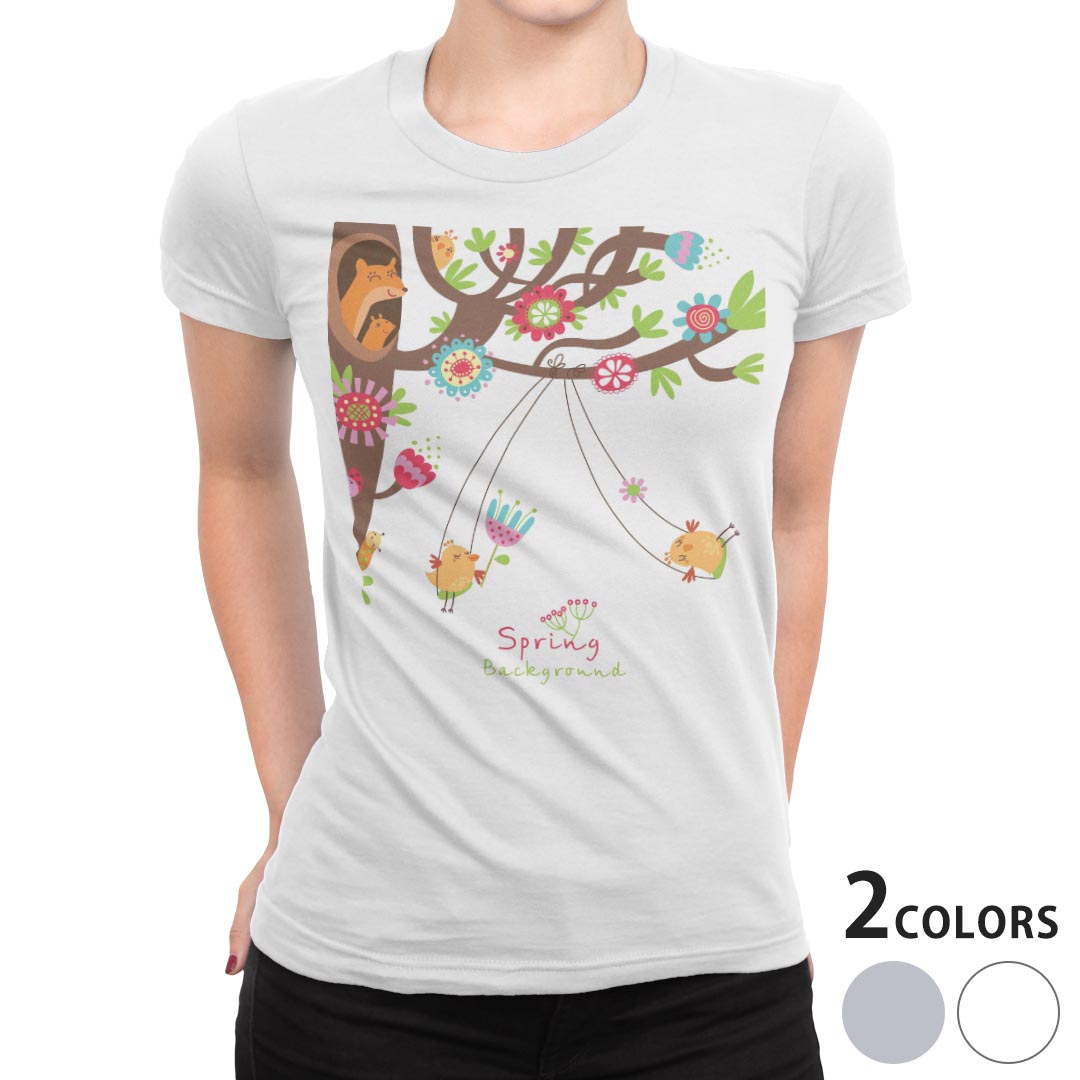 tシャツ レディース 半袖 白地 デザイン M L 白 ホワイト グレー Tシャツ ティーシャツ T shirt 005548 ユニーク 動物　イラスト