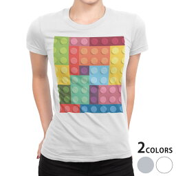 tシャツ レディース 半袖 白地 デザイン S M L XL Tシャツ ティーシャツ T shirt 005799 レゴ　ブロック　カラフル