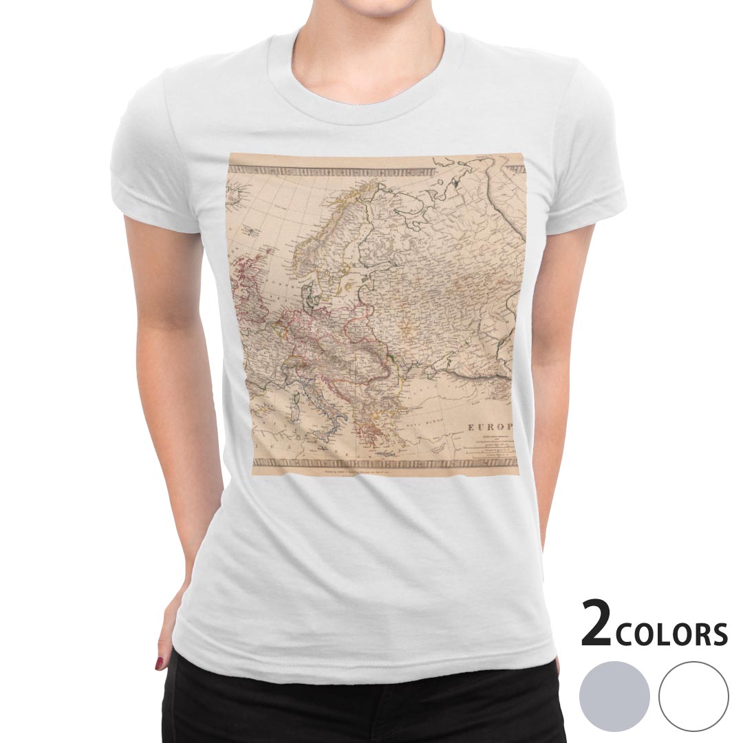 tシャツ レディース 半袖 白地 デザイン S M L XL Tシャツ ティーシャツ T shirt 006093 写真・風景 地図　英語　世界