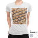 tシャツ レディース 半袖 白地 デザイン M L 白 ホワイト グレー Tシャツ ティーシャツ T shirt 006096 アニマル その他 線路 イラスト(4)