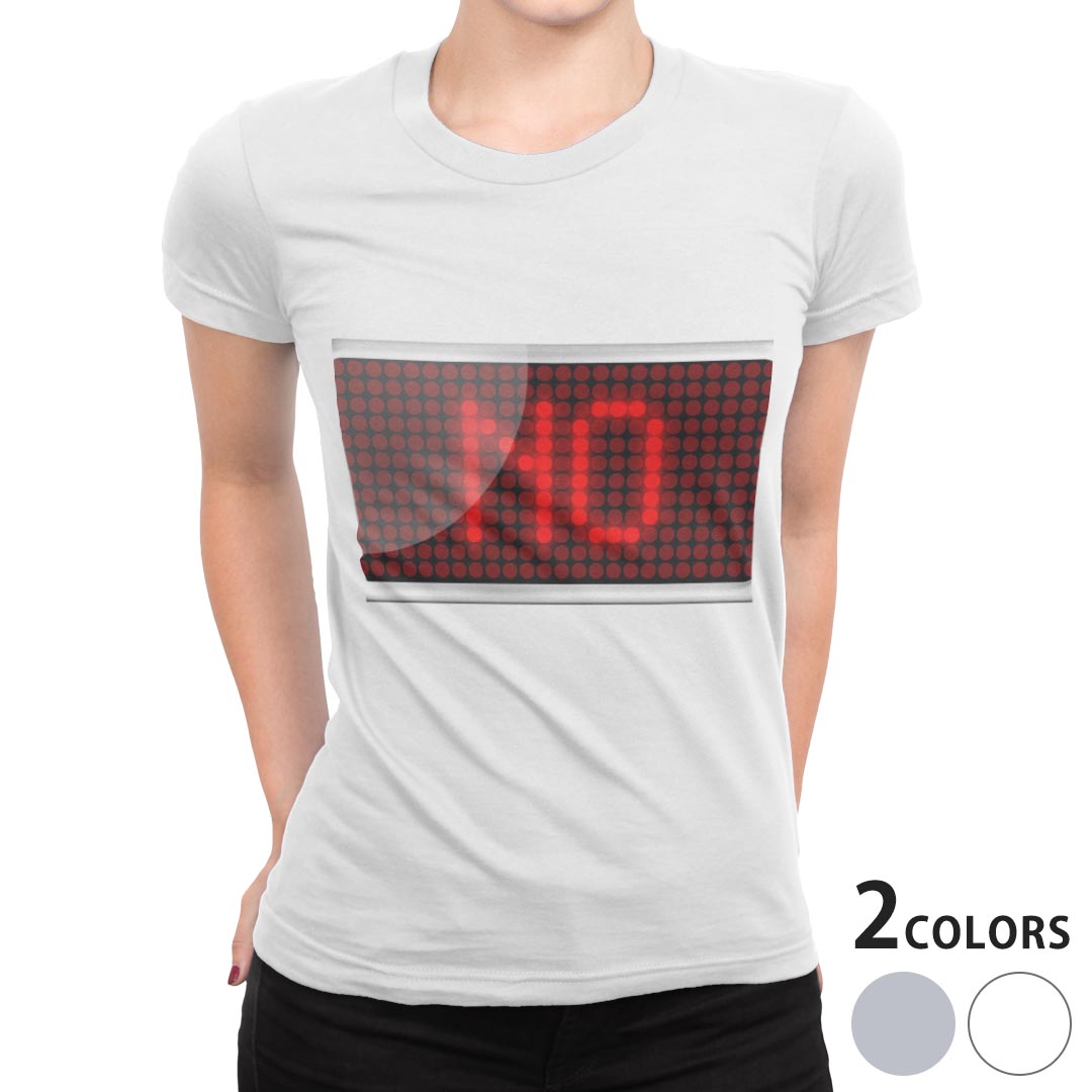 tシャツ レディース 半袖 白地 デザイン M L 白 ホワイト グレー Tシャツ ティーシャツ T shirt 006129 ユニーク デジタル　英語　赤