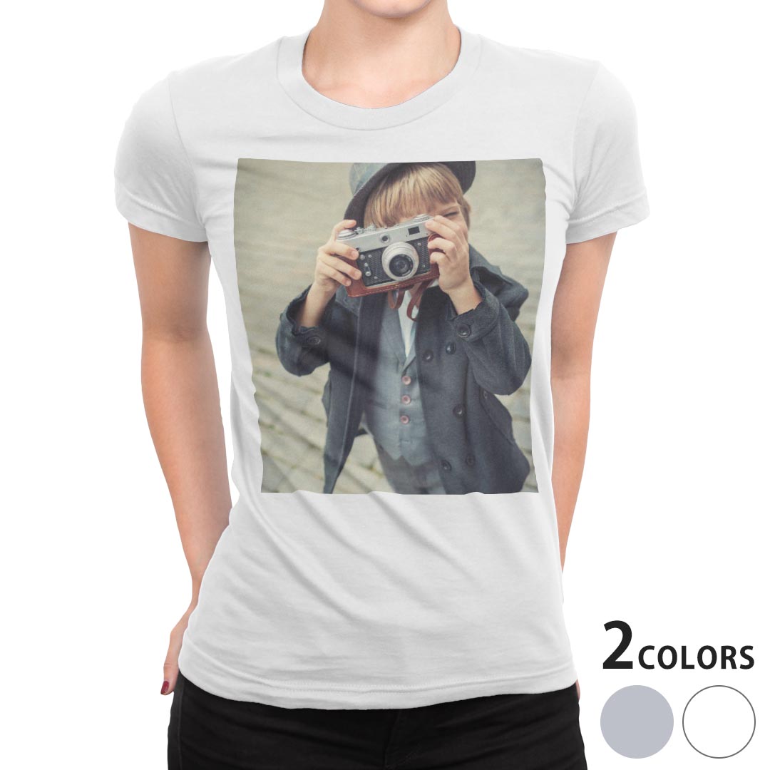 tシャツ レディース 半袖 白地 デザイン S M L XL Tシャツ ティーシャツ T shirt 006456 写真・風景 写真　人物　カメラ