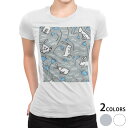 tシャツ レディース 半袖 白地 デザイン M L 白 ホワイト グレー Tシャツ ティーシャツ T shirt 006519 アニマル うさぎ 花 フラワー
