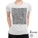 tシャツ レディース 半袖 白地 デザイン M L 白 ホワイト グレー Tシャツ ティーシャツ T shirt 006582 アニマル ヒョウ柄 動物 模様(4)