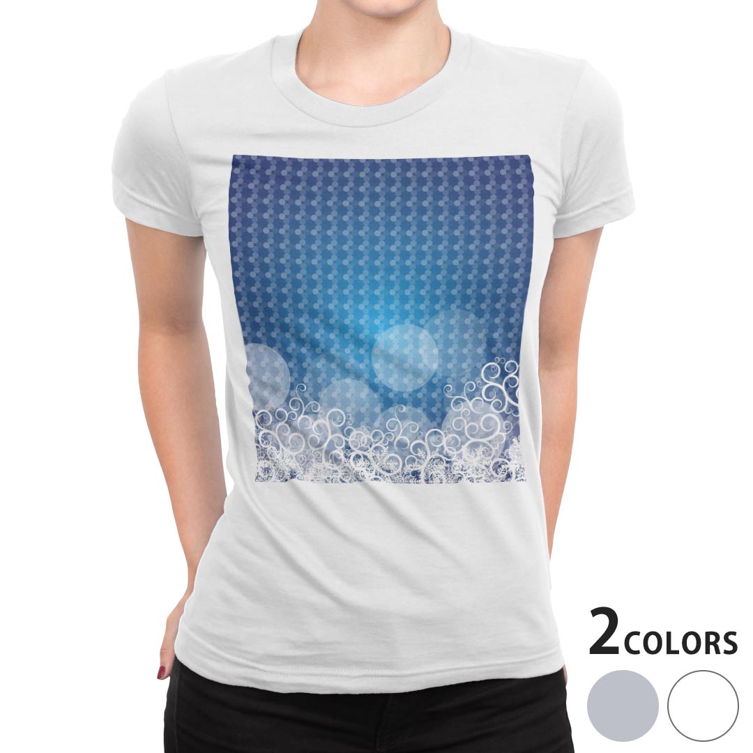 tシャツ レディース 半袖 白地 デザイン M L 白 ホワイト グレー Tシャツ ティーシャツ T shirt 006656 チェック・ボーダー 木目 青　ブルー