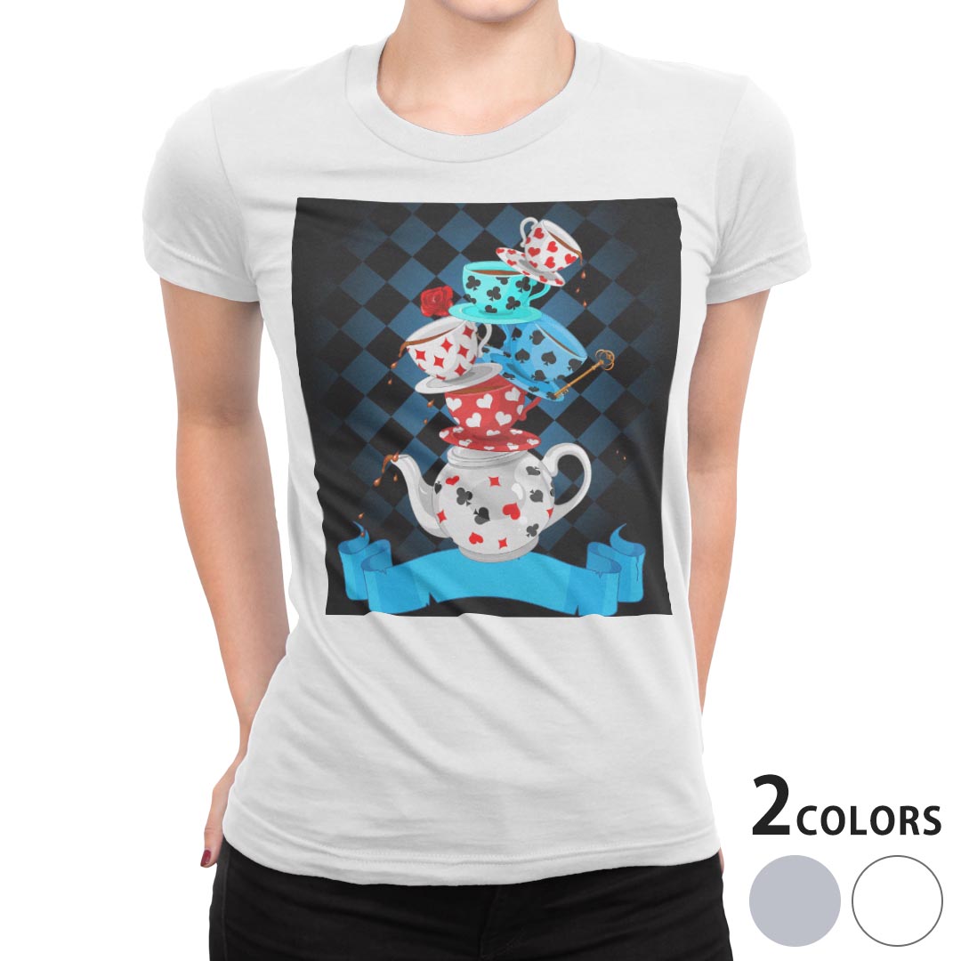 tシャツ レディース 半袖 白地 デザイン M L 白 ホワイト グレー Tシャツ ティーシャツ T shirt 006833..