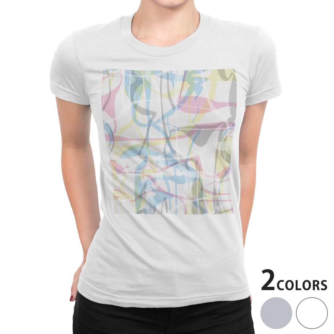 tシャツ レディース 半袖 白地 デザイン M L 白 ホワイト グレー Tシャツ ティーシャツ T shirt 006891 その他 模様 カラフル