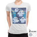 tシャツ レディース 半袖 白地 デザイン M L 白 ホワイト グレー Tシャツ ティーシャツ T shirt 006912 その他 おばけ イラスト(4)