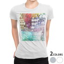 tシャツ レディース 半袖 白地 デザイン M L 白 ホワイト グレー Tシャツ ティーシャツ T shirt 006915 チェック・ボーダー アーガイル ...