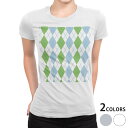 tシャツ レディース 半袖 白地 デザイン M L 白 ホワイト グレー Tシャツ ティーシャツ T shirt 007098 チェック・ボーダー アーガイル ...