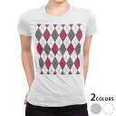 tシャツ レディース 半袖 白地 デザイン M L 白 ホワイト グレー Tシャツ ティーシャツ T shirt 007100 チェック・ボーダー アーガイル ...