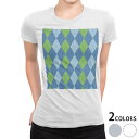 tシャツ レディース 半袖 白地 デザイン M L 白 ホワイト グレー Tシャツ ティーシャツ T shirt 007110 チェック・ボーダー アーガイル ...