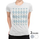 tシャツ レディース 半袖 白地 デザイン M L 白 ホワイト グレー Tシャツ ティーシャツ T shirt 007112 チェック・ボーダー アーガイル ...