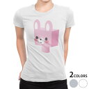 tシャツ レディース 半袖 白地 デザイン M L 白 ホワイト グレー Tシャツ ティーシャツ T shirt 007135 ラブリー ユニーク うさぎ キャラクター