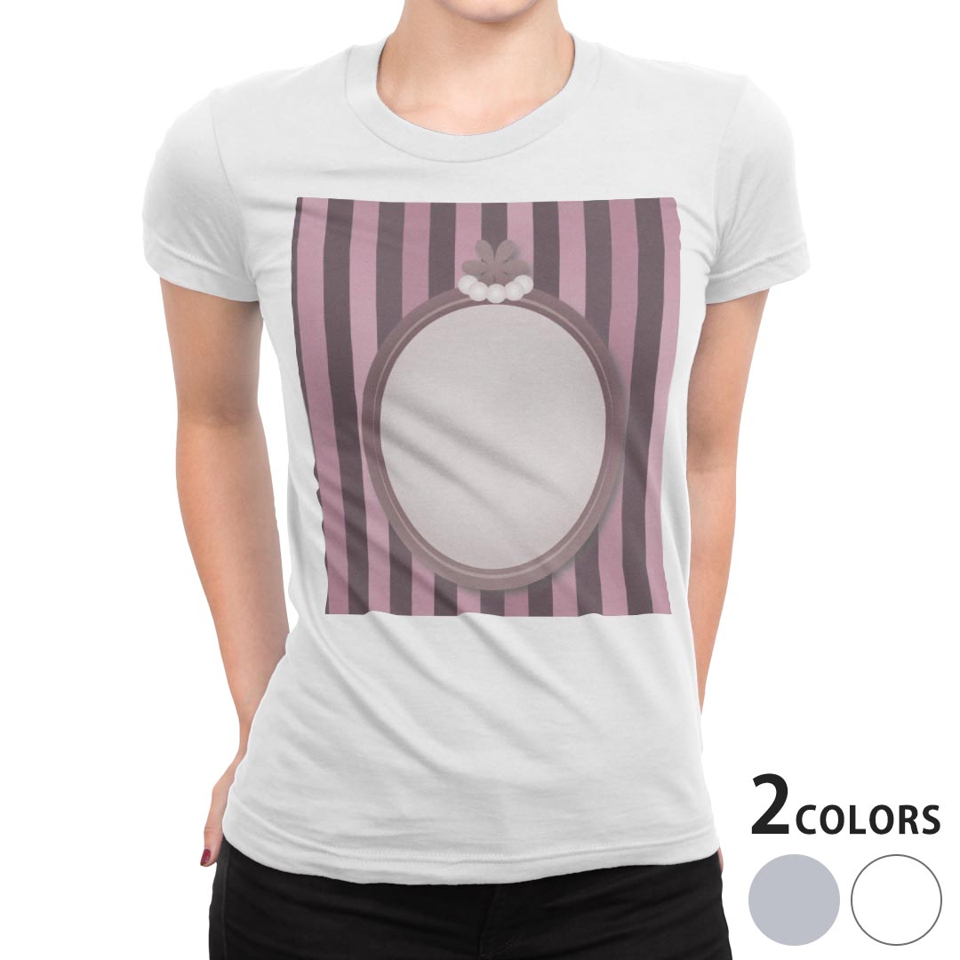 tシャツ レディース 半袖 白地 デザイン S M L XL Tシャツ ティーシャツ T shirt 007245 ラグジュアリー ストライプ　リボン