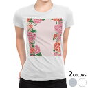 tシャツ レディース 半袖 白地 デザイン M L 白 ホワイト グレー Tシャツ ティーシャツ T shirt 007273 フラワー 花 フラワー(4)
