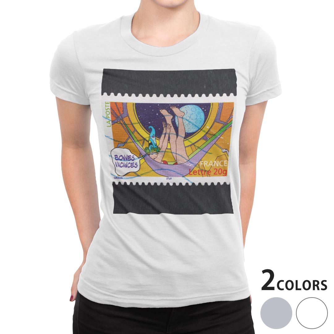 tシャツ レディース 半袖 白地 デザイン M L 白 ホワイト グレー Tシャツ ティーシャツ T shirt 007388..
