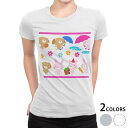 tシャツ レディース 半袖 白地 デザイン M L 白 ホワイト グレー Tシャツ ティーシャツ T shirt 007654 アニマル クール 犬 うさぎ イラスト キャラクター