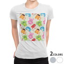 tシャツ レディース 半袖 白地 デザイン M L 白 ホワイト グレー Tシャツ ティーシャツ T shirt 007721 アニマル モンスター キャラクター カラフル 模様