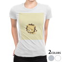 tシャツ レディース 半袖 白地 デザイン M L 白 ホワイト グレー Tシャツ ティーシャツ T shirt 007853 アニマル ライオン らいおん イラスト キャラクター(4)