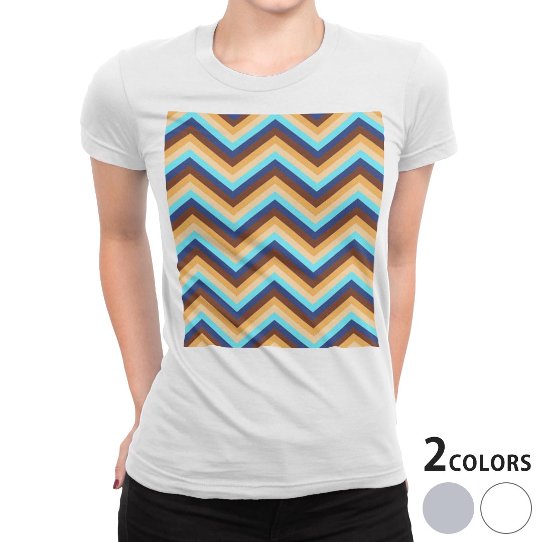 tシャツ レディース 半袖 白地 デザイン M L 白 ホワイト グレー Tシャツ ティーシャツ T shirt 007910 ユニーク 模様 カラフル 水色 ブラウン