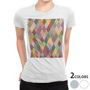 tシャツ レディース 半袖 白地 デザイン M L 白 ホワイト グレー Tシャツ ティーシャツ T shirt 007943 チェック・ボーダー カラフル ア...