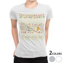 tシャツ レディース 半袖 白地 デザイン M L 白 ホワイト グレー Tシャツ ティーシャツ T shirt 008029 アニマル 花 フラワー 兎 うさぎ イラスト
