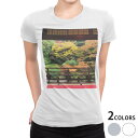 tシャツ レディース 半袖 白地 デザイン M L 白 ホワイト グレー Tシャツ ティーシャツ T shirt 008066 写真・風景 写真 和風 建物 秋 紅葉